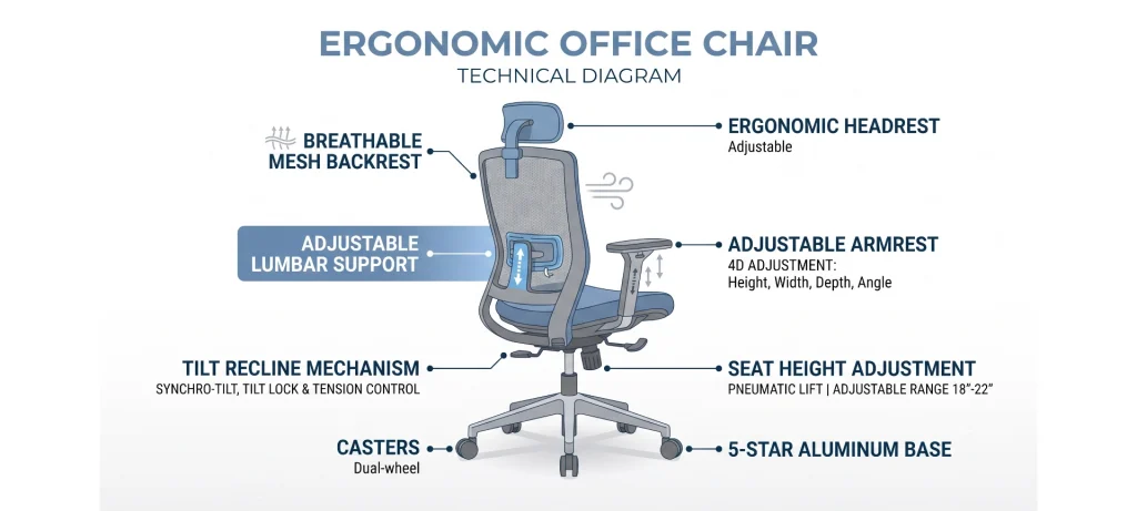 ciri ciri kursi ergonomis yang bagus