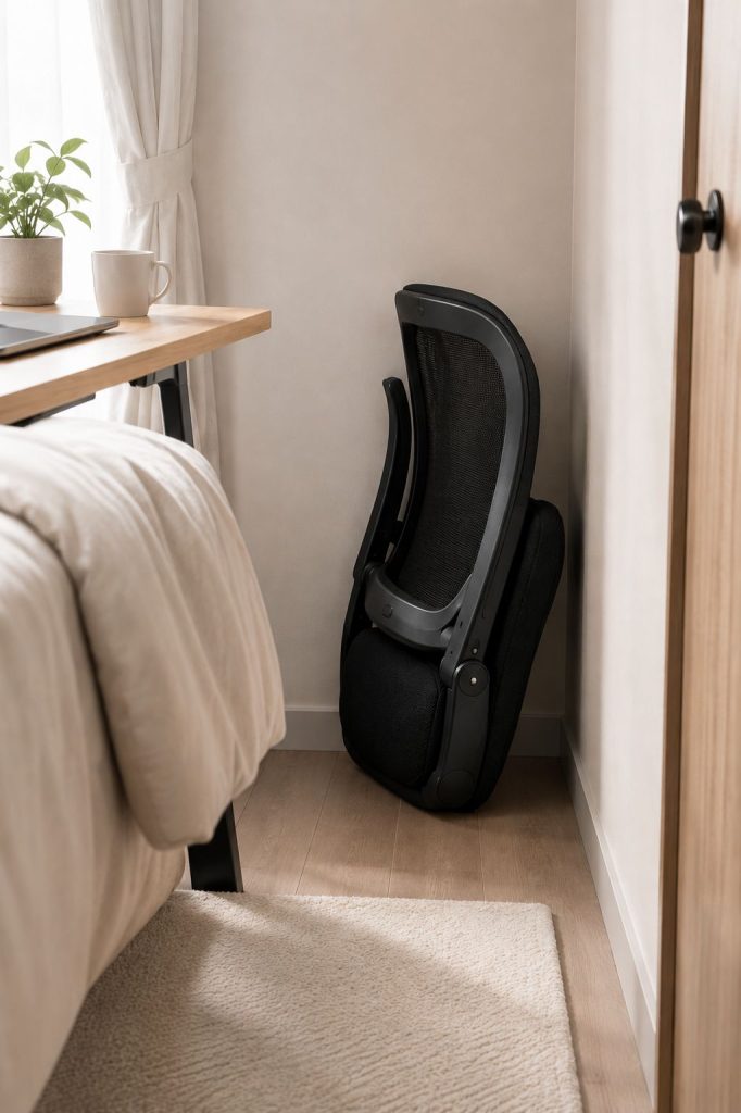 kursi ergonomis lipat Kuzzy hemat ruang untuk kamar sempit